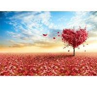 Paisaje del árbol del corazón Rojo Puzzle 500 Piezas,Rompecabezas DIY Adultos,Puzle Clásico para Adultos Entretenimiento Creativo, Juegos Desafiantes