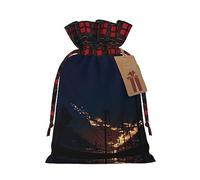 Paisaje del atardecer, decoración de Navidad, bolsa de regalo con cordón, bolsas de regalo de Halloween y cumpleaños, bolsas de regalo reutilizables multiusos
