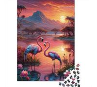 Paisaje del Atardecer del Flamenco Rompecabezas 1000 Piezas Papel DIY Regalo Navidad Adultos Familia Acertijos Inteligentes Ilustrados 52x38cm/1000pcs