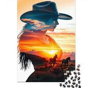 Paisaje del Atardecer del Vaquero Paquete De 1000 Piezas Papel Ecológico Personas Que Aman Entrenamiento Cerebral Fácil Limpiar Noche De Juegos En Familia 70x50cm/1000pcs