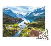 Paisaje del fiordo Noruego 1000 Piezas Cartón Grueso Rompecabezas Clásicos Pareja Socios Entrenamiento Cerebral Decoración De Paredes Idea De Regalo 38x26cm/1000pcs