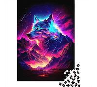 Paisaje del Lobo de neón 1000 Piezas Cartón Extra Grueso Rompecabezas Premium Fans De Adolescentes 12-18 Años Imposible Difícil Desafío Presente Divertido 70x50cm/1000pcs