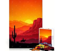 Paisaje del Oeste con Vaquero al Atardecer Rompecabezas de 1000 Piezas para Adultos Regalos para ejercitar la Mente Ideal para Relajarse Cierre Seguro (38x26cm)