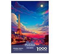 Paisaje del río Sena Puzle 1000 Piezas Torre Eiffel - Antiestrés Y Mindfulness, Piezas Firmes, Detalle Fino, Póster Incluido, 52x38cm/1000pcs