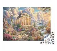 Paisaje del Templo Antiguo Rompecabezas DIY 1000 Piezas, Cartón Reciclado Premium, Adultos Y Familia,Acrópolis Ruinas griegas Arte Decoración Mural, Relajación En Casa, Juego Cerebral 52x38cm/1000pcs