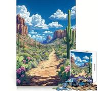 Paisaje desértico Sereno ︰ Cactus y Nubes Rompecabezas de 1000 Piezas para Adolescentes Juguete de lógica Juego en Grupo Corte de precisión Regalo considerado (50x75cm)