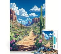 Paisaje desértico Sereno ︰ Cactus y Nubes Rompecabezas de 1000 Piezas para Adolescentes Juguete de lógica Juego en Grupo Corte de precisión Regalo considerado (50x75cm)