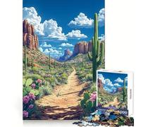 Paisaje desértico Sereno ︰ Cactus y Nubes Rompecabezas de 1000 Piezas para Adolescentes Mejora la Memoria Relajación Mental Bordes Afilados Regalo Creativo (38x52cm)
