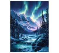 Paisaje Diamond Painting Adultos, 5D Aurora Pintura de Diamante Punto de Cruz para Adultos y Niños, DIY Manualidades Cuadros de Arte para Decoración de Pared Salón y Oficina 50x70cm L-Y929