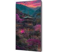 Paisaje Diamond Painting Adultos, Arquitectura japonesa Cuadros de Diamantes, 5D Puzzle Diamantes Cuadros en Punto de Cruz Diamond Art Painting Kit, Decoración Pared Hogar Regalo 40x80cm bd8-15z