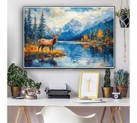 Paisaje Diamond Painting Adultos Ciervo Diamond Painting Kit Completo, DIY 5D Manualidades Niños kit Punto de Cruz Cristal Pintura De Diamante Pintar por Numeros Para Home Decoration 80x100cm 0M-1291