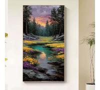 Paisaje Diamond Painting Adultos, Diamond Painting Flor Pintura de Diamante para Niños DIY 5D Cristal Strass Bordado Punto de Cruz Puzzle Dibujos con Diamantes Kit Decoración Hogar 50x100cm l2-18gf