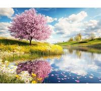 Paisaje Diamond Painting flores de cerezo Diamond Painting Adultos, DIY Pintura de Diamante Kit Manualidades Adultos 5D Cristal Art Creart Pintura Diamante para Decoración Pared Hogar 35x50cm,Model119