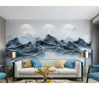 Paisaje En Tinta China Alces Pájaros Amanecer 3D Papel Pintado Pared Fácil Instalación Oficina Sala Estar Sofá Dormitorio TV Fondos Decoración-300cm×210cm