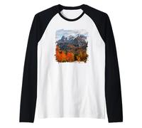 Paisaje escénico de los Picos de montaña del Valle del otoño Alpino Camiseta Manga Raglan