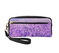 Paisaje Flor Lavanda Púrpura Paisaje, Bolsa de Maquillaje Bolsa de cosméticos Bolsa de Aseo de Viaje portátil Estuche de Cuero para Mujeres y niñas