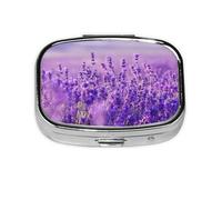 Paisaje Flor Lavanda Púrpura Paisaje, Pastillero cuadrado para bolsillo o monedero, pequeño contenedor de pastillas, organizador de pastillas de viaje