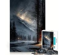 Paisaje Invernal con cabaña y meteorito Rompecabezas de 1000 Piezas para Adolescentes Juego de Memoria Mental Cierre Seguro Sin Piezas Sueltas Ideal para Viajar Juego para ejercitar la Mente Regalo