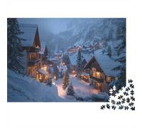 Paisaje Invernal de un Pueblo de montaña nevado 1000pcs (75x50cm) Rompecabezas para Adultos - Juguete De Bricolaje