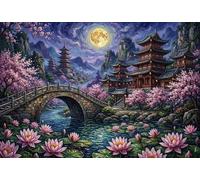 Paisaje japonés con lotos Puzzle De Madera 1000 Piezas Adultos Y Niños,Regalo Ideal,Madera Sakura,Anti-estrés,Deco Pared,Rompecabezas,14 Años+,Relax,Desafío,Reto,Educativo (75x50cm)