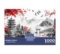 Paisaje Japonés Puzzle 1000 Piezas Pagoda Hojas Rojas Rojas Difícil Y Placer De Montaje Decoración De Pared De La Casa De Cartón 100% Reciclated para Adultos Niños 38x26cm/1000pcs