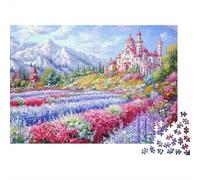 Paisaje Jardín Castillo Rompecabezas 1000 Piezas Puzzle Sostenible Adultos Adolescentes Florecimiento Primavera Lavanda Premium ecycled Board Gran Regalo Desafiante Colorido Actividad 100
