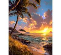 Paisaje Kit De Alfombra Con Gancho De Pestillo Amanecer En El Mar Kit De Crochet Para Hacer Tú Mismo Bordado Para Alfombras Kits De Tapiz，Manualidades De Costura Para Decoración Del Hog 21x29in