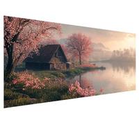 Paisaje Kits de Pintura de Diamante para Bricolaje para Adultos, Lago Diamond Painting Kit, Juego de Pintura Diamante Manualidades Adultos para Cuadros Decoracion Salon Pared Regalo 130x50cm G-68