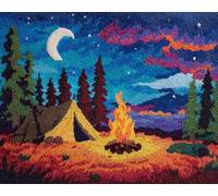 Paisaje Kits Para Tejer Con Aguja De Lengüetatienda Del Bosque Juego De Alfombras Diy Con Tapete De Lona Impreso，Hilo De Ganchillo，Bordado，Gancho Y Pestillo，Tapiz Para Decoración De 31x63in