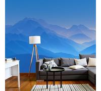Paisaje Las Montañas Azules Papel Pintado, 450 X 315 Cm Pared Papel Pintado, Minimalismo Moderno Decoración De Paredes Para Salón Dormitorio Pasillo Comedor, Azul