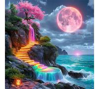 Paisaje Luna Mar Puzzle 200 Piezas Rompecabezas para Adultos 200 Piezas Juego de desafiante Rompecabezas Familiar Regalo Adulto