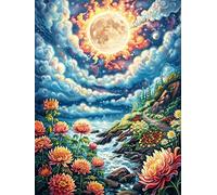 Paisaje mar de Flores a la luz de la Luna Rompecabezas 300 Piezas Cartón para Mayores para Ocupar Tiempo Actividad Antiestrés Decoración Mural Mejor Valorado 300 PCS