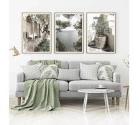 Paisaje mediterráneo de Italia, olivos, turismo, paisajes naturales, carteles, lienzo, pintura, cuadro de pared, decoración del hogar, 50 x 70 cm (19,6 x 27,5 pulgadas) x 3, sin marco