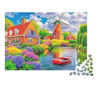 Paisaje Molino Rural 1000 Piezas Rompecabezas de Papel para Adultos Ejercicio Mental Alivio del estrés Puzzle Escena de Campo Decoración hogar 52x38cm/1000pcs