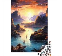 Paisaje Montaña Atardecer Puzzle de 1000 Piezas para Adultos Material Papel Vista Natural Relajante Mejora Concentración Decoración Hogar Juego Familia Regalo 70x50cm/1000pcs
