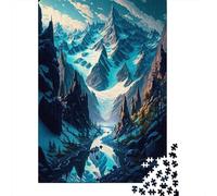 Paisaje Montaña Nevada Puzzle de 1000 Piezas Papel para Adultos Valle del Río Juego de Puzzle Relajación Familiar 70x50cm/1000pcs