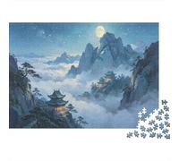 Paisaje Montañoso Nocturno Arquitectura Tradicional Puzzle de 1000 Piezas para Adultos Puzzle para Toda la Familia Relajante Decoración Regalo 70x50cm/1000pcs