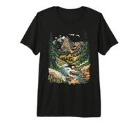 Paisaje Montañoso Tranquilo con Río Escénico Camiseta Premium
