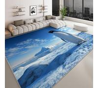 Paisaje natural 100 x 160 cm alfombra moderna para sala de estar, suave y moderna, antártica, iceberg, animal, pingüino, impresa, alfombra antideslizante para comedor, dormitorio, pasillo, oficina