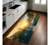Paisaje Natural Alfombra de Cocina 60 x 180 cm Cascada del Bosque del Sol Antideslizante y Lavable, Camino Multiusos Resistente al Desgaste, Antimanchas, Ideal para Bajo Fregadero y Fogones