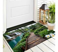 Paisaje natural Cascada del sendero forestal Felpudo Entrada Casa 40 x 60 cm, Alfombra Antideslizante y Lavable en Lavadora, Alfombra Atrapapolvo Absorbentes para Perro, Entrada, Puerta, Pasillo Verde
