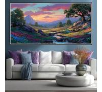 Paisaje Natural Diamond Painting Kit Completo 120x60 cm, 5D Square Diamond Painting Prado Fluvial Grande Pintura de Diamante Cuadrado Pintar con Diamantes Manualidades, Decoración de Pared (WL251)