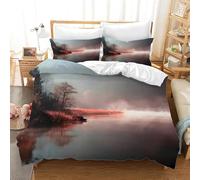 Paisaje Natural Funda Nórdica Cama 135/150 áRboles Y RíOs Juego de Funda de Edredón Microfibra 240x220 cm y Fundas de Almohada 50x75 cm Muy Suave y Transpirable
