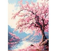 paisaje natural Latch Hook Rug Kit for Adults,Un cerezo en plena floración,DIY Latch Hook Rug Kit with Preprinted Pattern Canvas,Needlework Crafts Rug for Home Decor,60x90cm