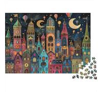 Paisaje Nocturno Ciudad Antes Puzzle de Papel 1000 Piezas para Adultos Puzzle Educativo Grueso Ideal decoración Pared Hogar Alivio Mental 70x50cm/1000pcs