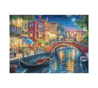 Paisaje Nocturno de Ciudad de Canales de Venecia Puzzle 500 Piezas Desafío Impossible Rompecabezas para Adultos Aliviar Estrés Decoración Hogar 3D Maquetas Construir 500 PCS