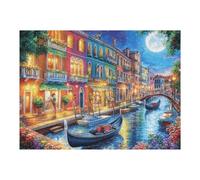Paisaje Nocturno de Ciudad de Canales de Venecia Puzzle 500 Piezas Regalo Ideal Original Rompecabezas 3D Obra De Arte para Hombres Y Mujeres DIY Creativo Aliviar Estrés 500 PCS