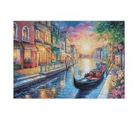 Paisaje Nocturno de Ciudad de Canales de Venecia Puzzles 300 Piezas 3D Maquetas Educativas Desafío Intelectual para Familia DIY Creativo Construir Juguete Educativo 300 PCS