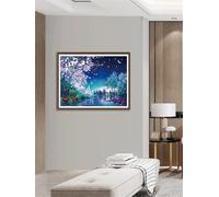 Paisaje nocturno Pintura Diamante Adultos Principiante,Bricolaje 5D Square Diamond Painting Kit Completo,diamond painting Manualidades Para Decoración de Hogar Pared Regalo 75x95cm