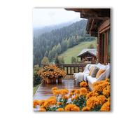 Paisaje Pintar por Numeros Adultos Cabina DIY Pintar por Numeros con Marco 80x100cm Manualidades Adultos, Paint by Numbers Adult con 3 Pinceles y Acrílico, Home Wall Room Decor, Regalo Mujer 0R-404